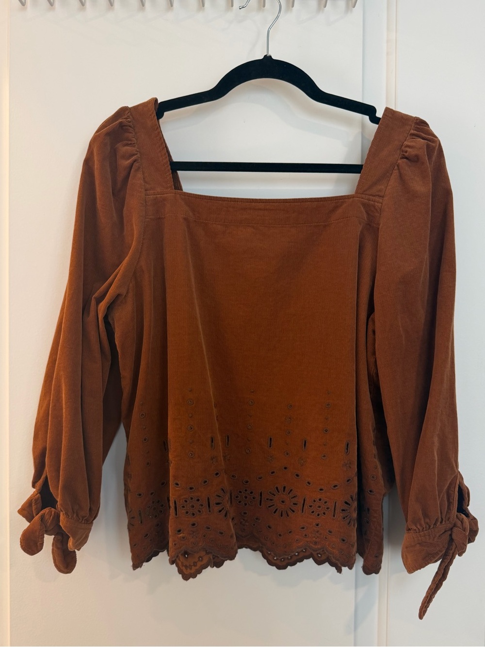 Madewell Rust Corduroy Eyelet Hem Button-Front Blouse - Picture 5 of 5